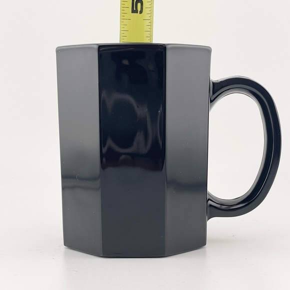 Vintage, Black Glass Octagon Mugs, Set of 4, Made in France by Arcoroc - Picture 6 of 8